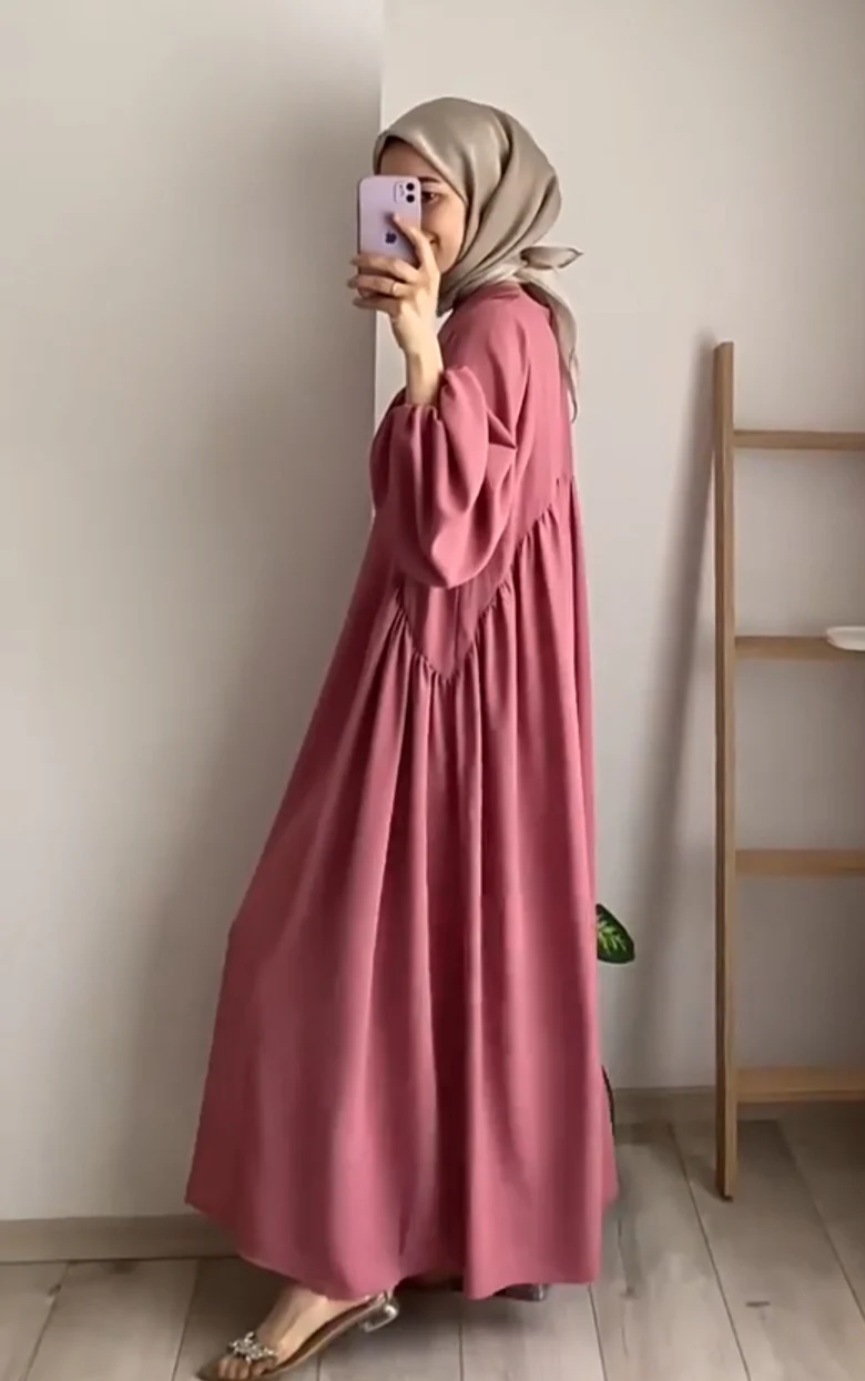 Modest Summer Abaya in Dusty Rose (Crepe) - clearance online only - Image 5