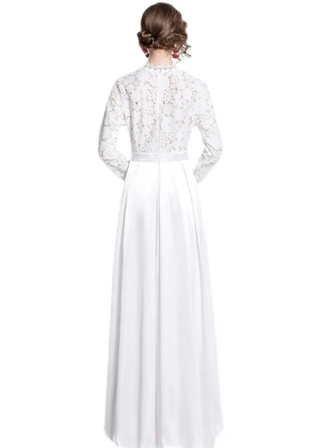 Modest White Dress Floor Length - Image 4