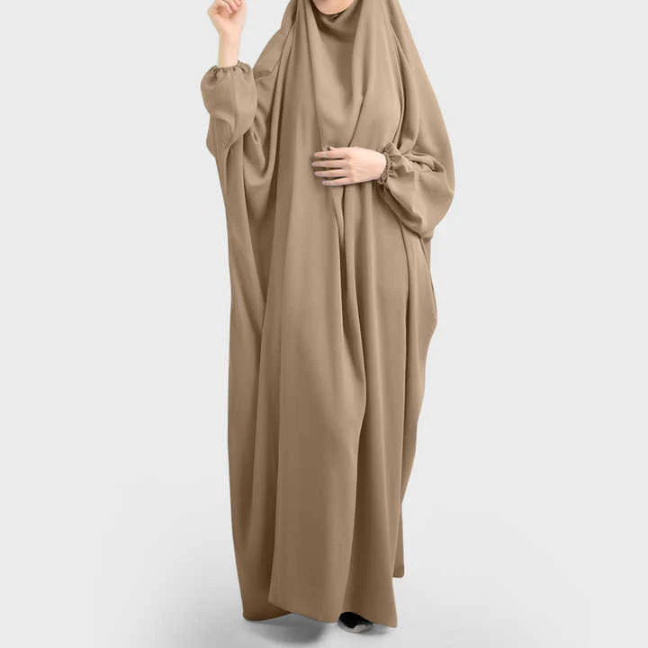 One Piece French Jilbab in Light Grey - Image 3