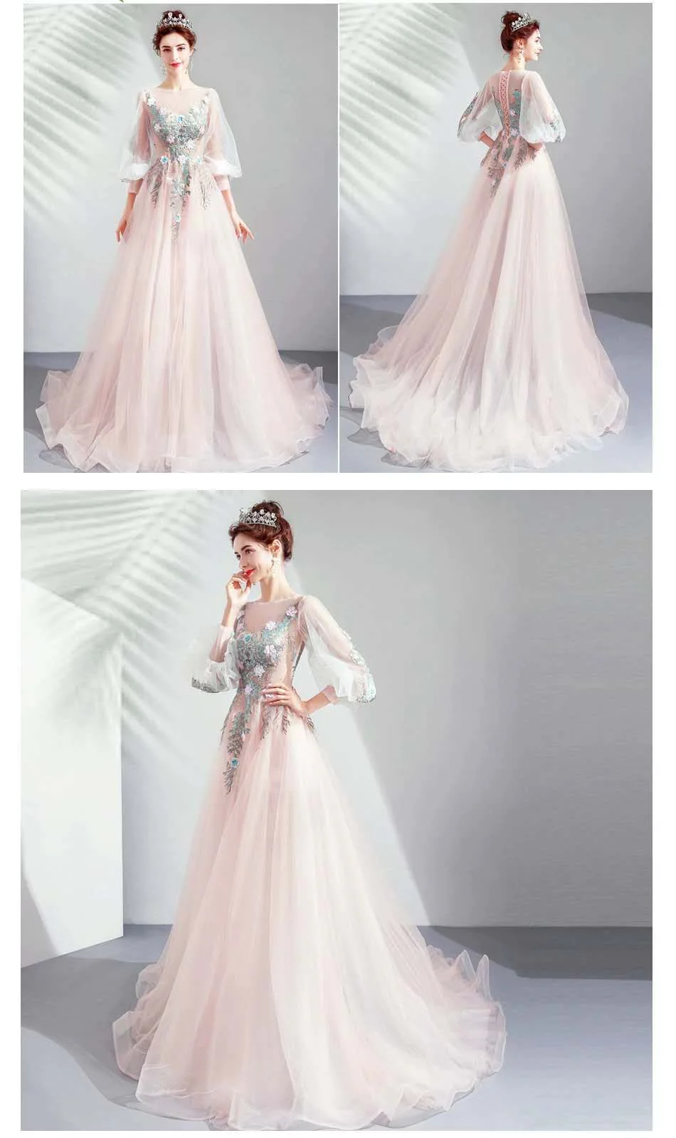 Opulent Pink Rose Floral Gown - clearance item - Image 4