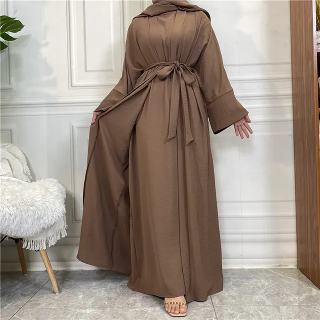 Plain Abaya 3 Piece Set - Chocolate Brown (clearance online only) - Image 3