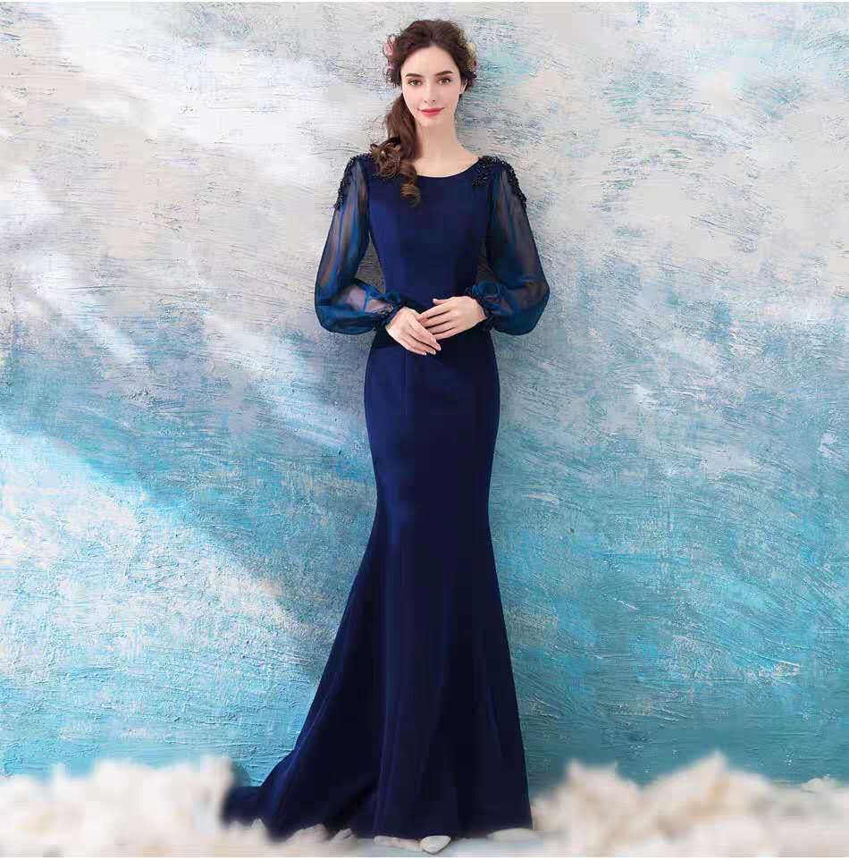Posh Blue Mermaid Gown - clearance item - Image 3