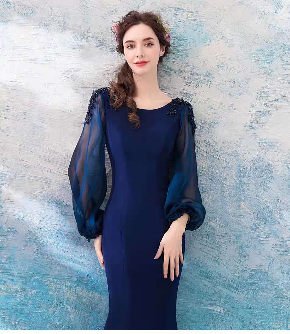 Posh Blue Mermaid Gown - clearance item - Image 4