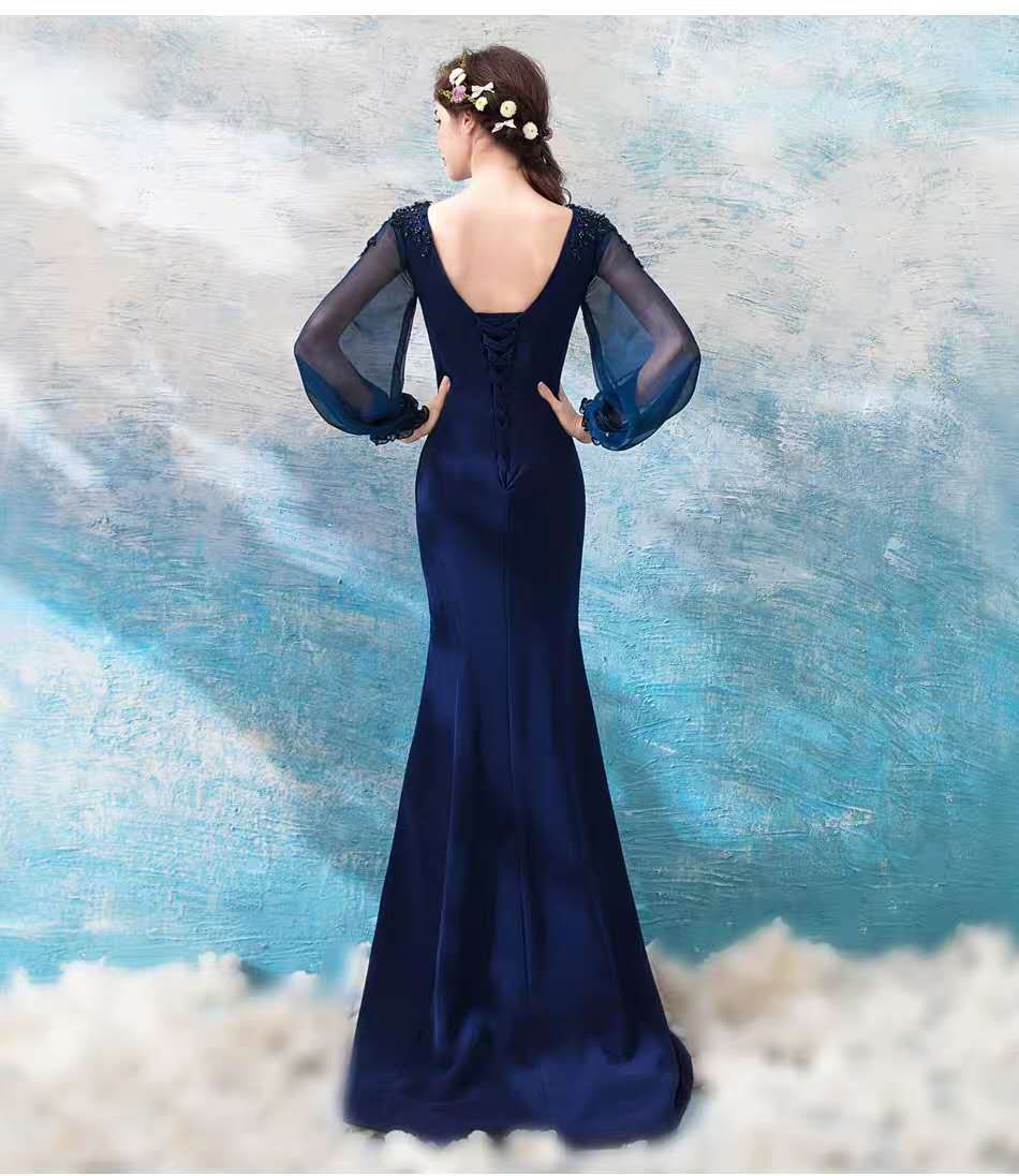Posh Blue Mermaid Gown - clearance item - Image 5