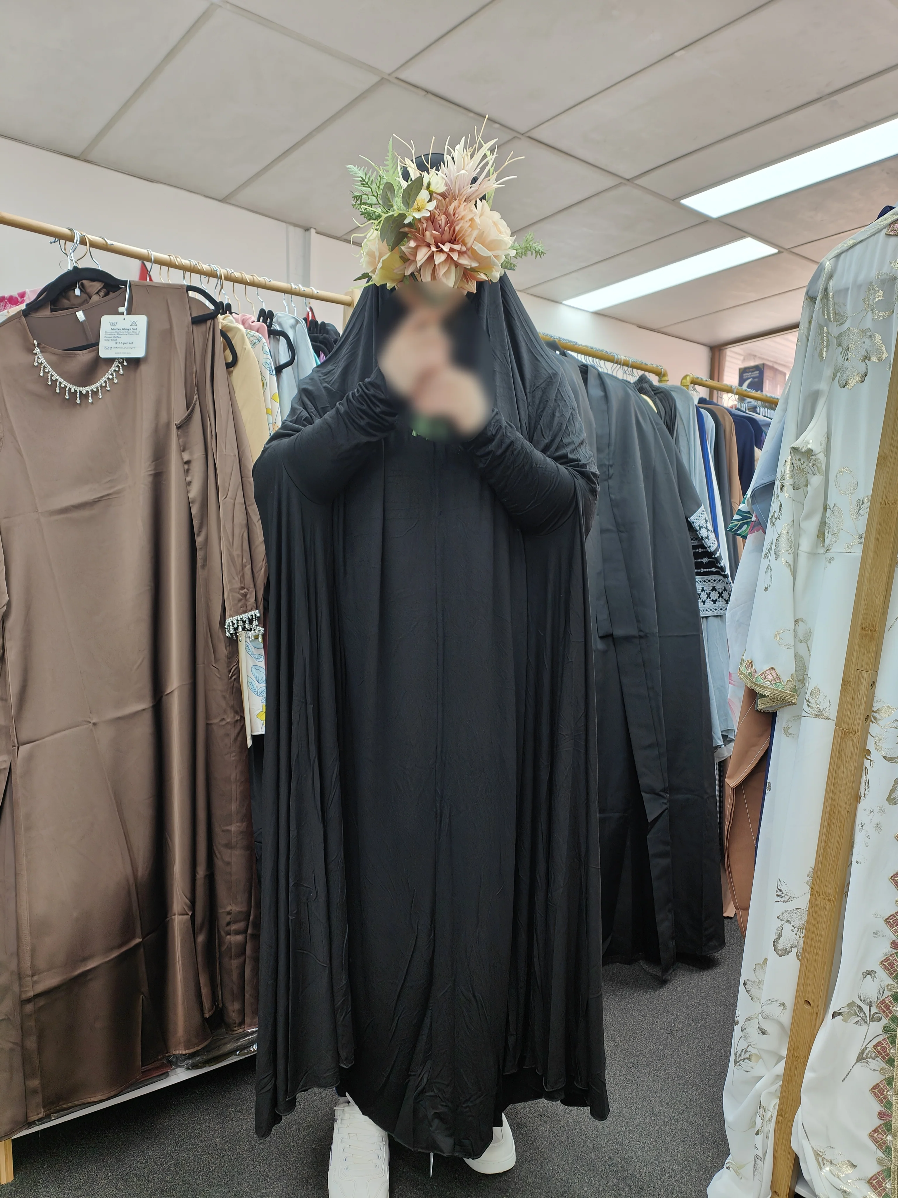 Premium Bamboo Long Jilbab | Black Color - Image 3