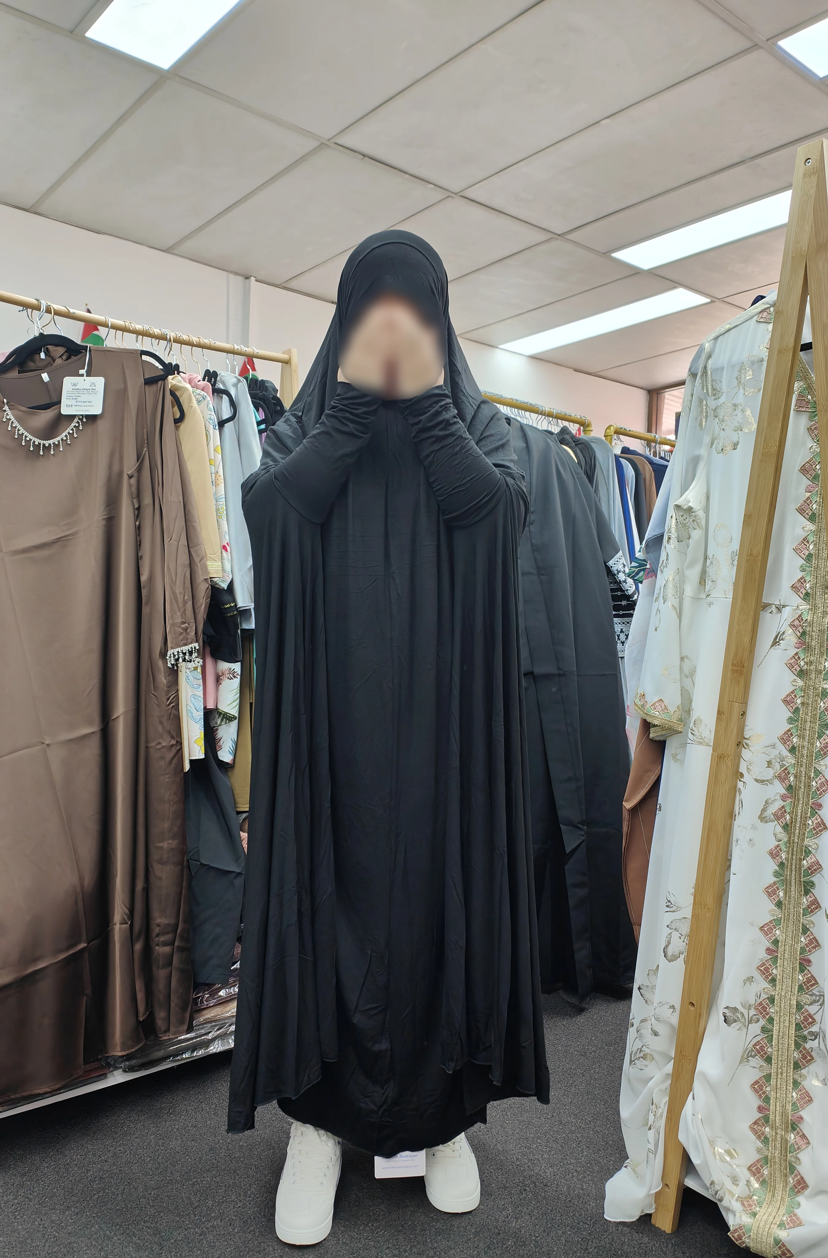Premium Bamboo Long Jilbab | Black Color - Image 4