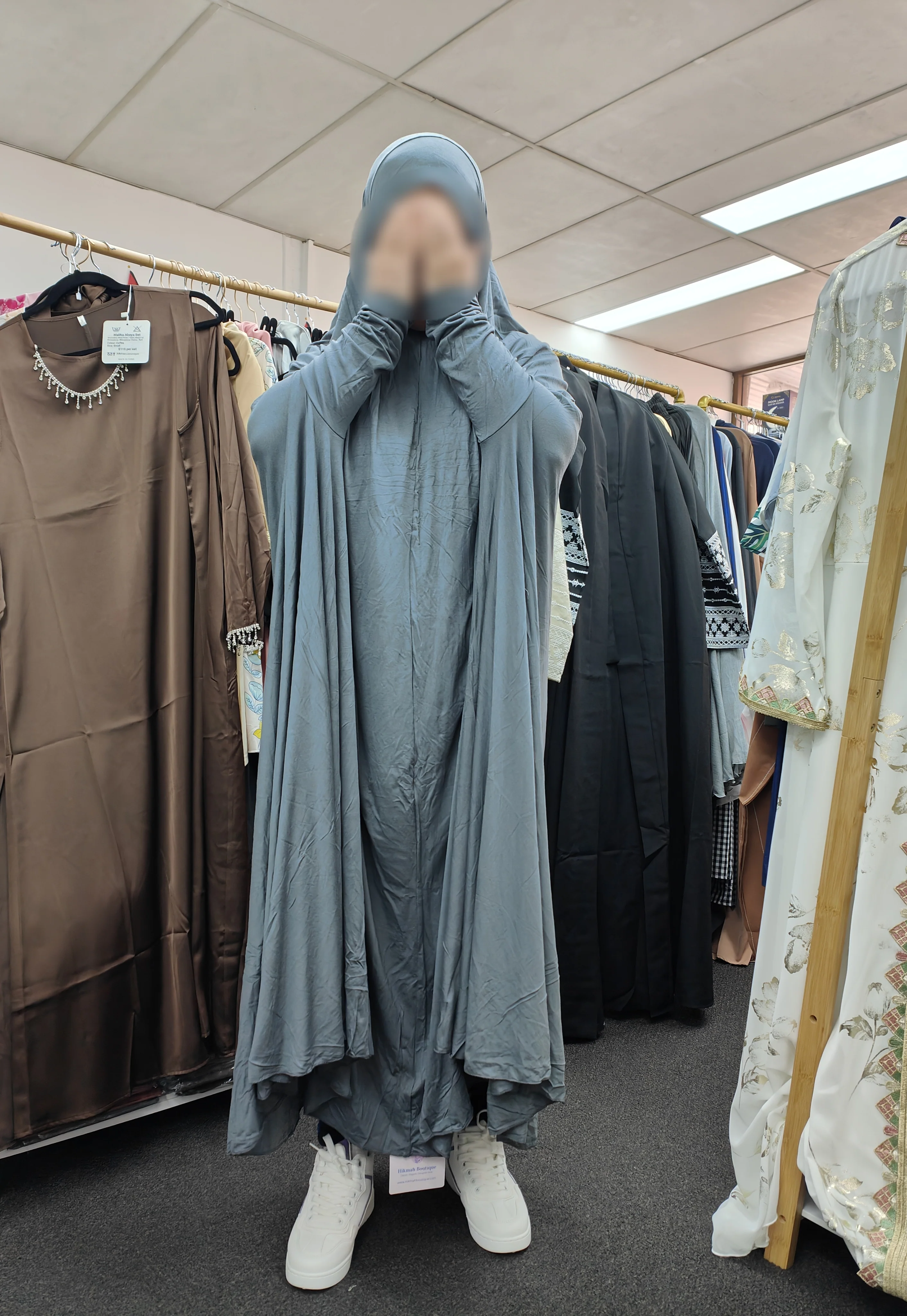 Premium Bamboo Long Jilbab | Slate Grey Color - Image 4
