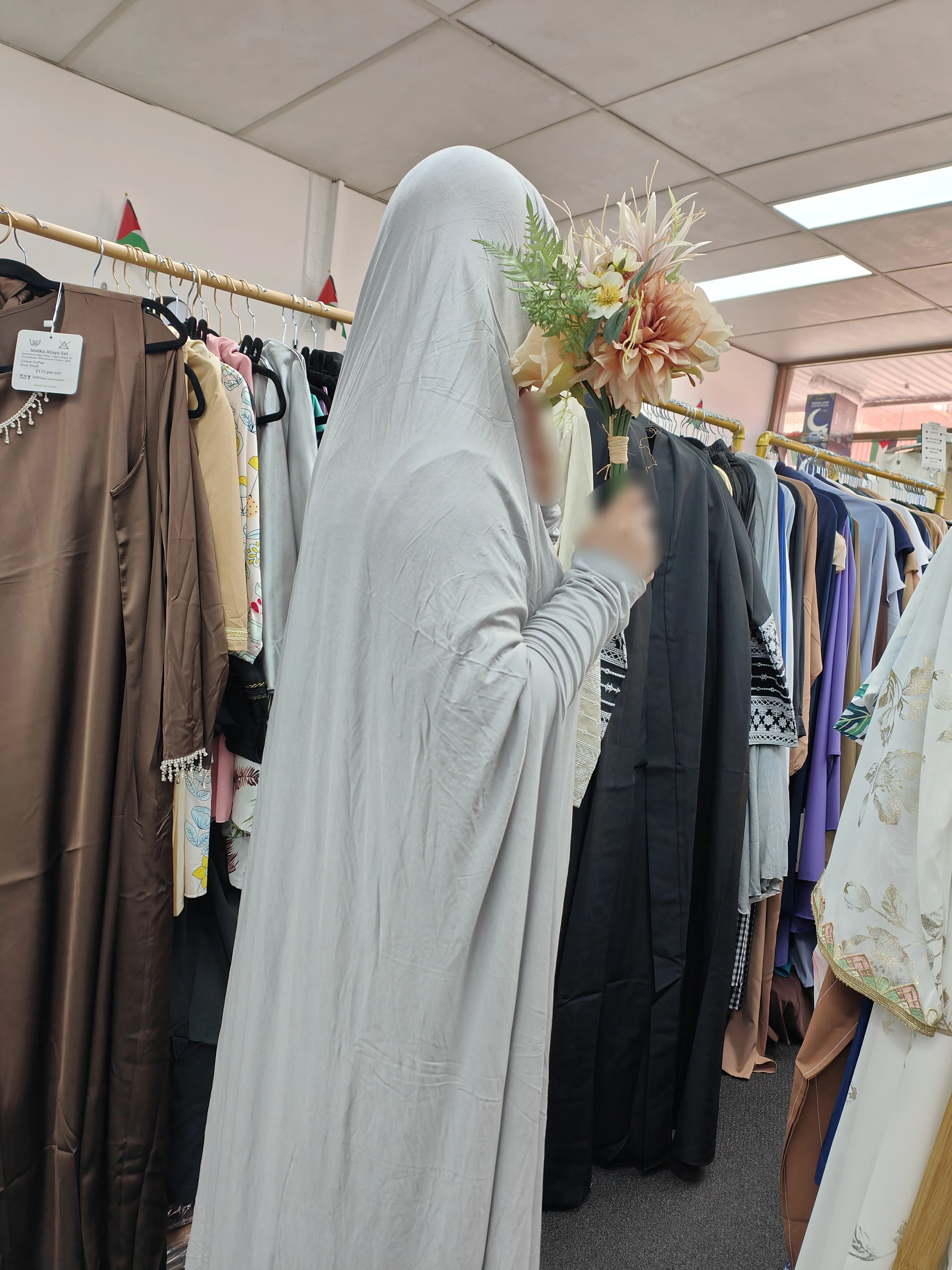 Premium Bamboo Long Jilbab | Silver Grey Color - Image 5