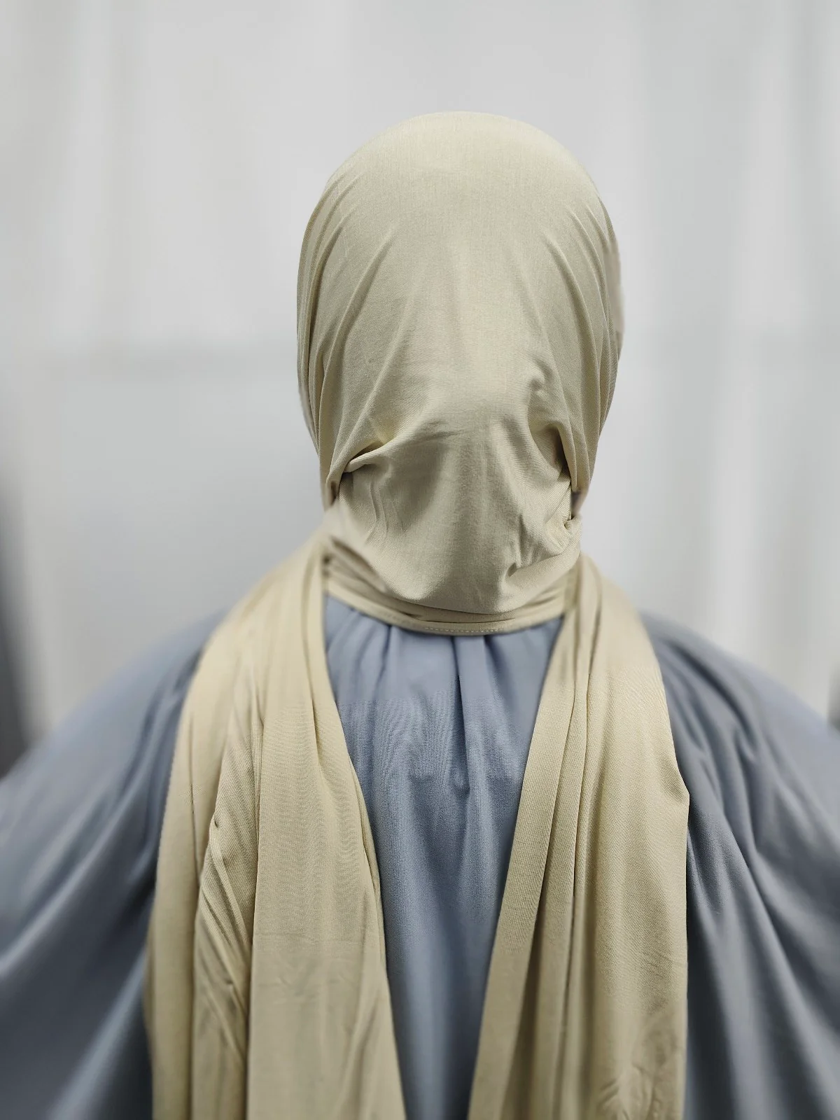 Pure Bamboo Hijab in Grey Beige - Image 3