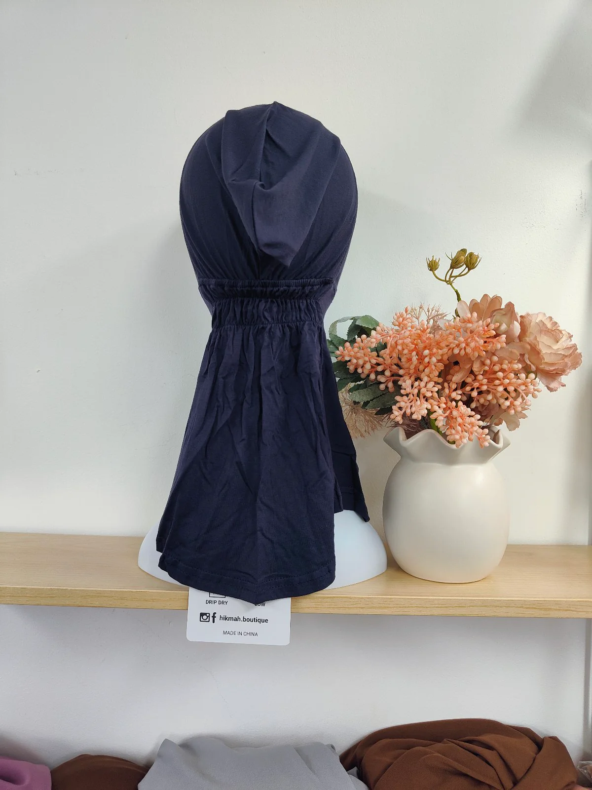 Pure Bamboo Hijab Ninja Cap in Dark Navy - Image 3