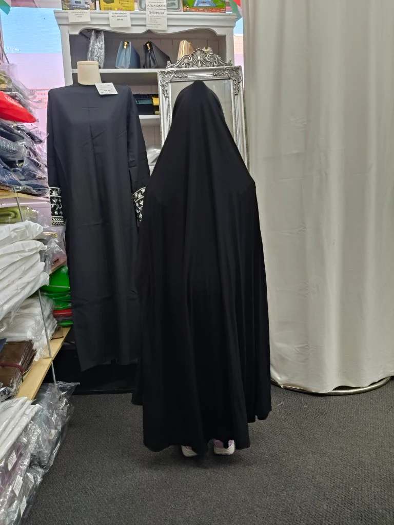 Pure Bamboo Jilbab with Sleeves for Girls in Black - Image 3