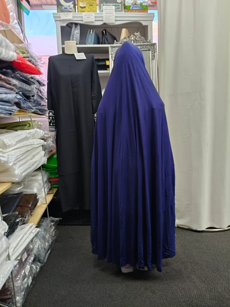 Pure Bamboo Jilbab with Sleeves for Girls in Navy - Image 3