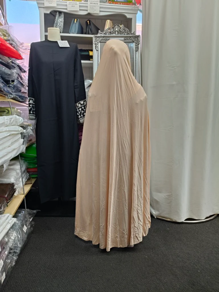 Pure Bamboo Jilbab with Sleeves for Girls in Peach - Image 3