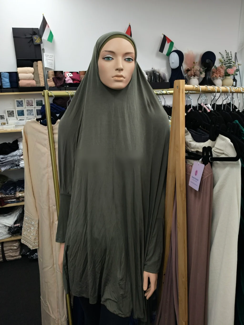 Pure Bamboo Jilbab With Sleeves in Olive Green