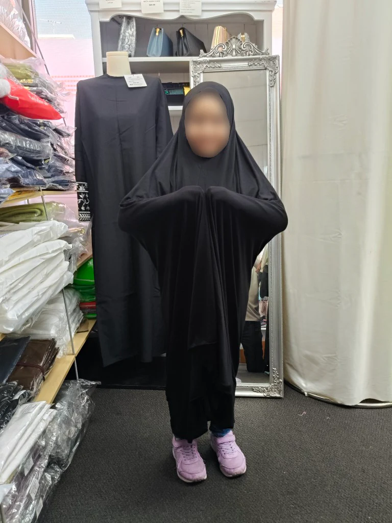 Pure Bamboo Non-Sleeved Jilbab for Girls in Black