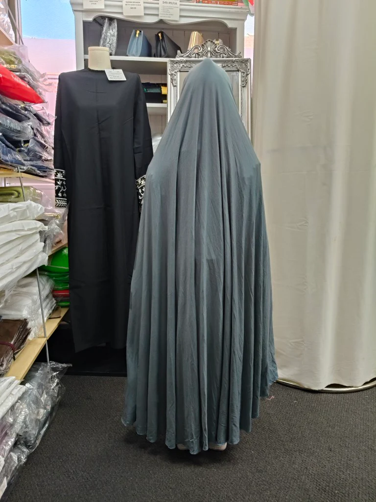 Pure Bamboo Non-Sleeved Jilbab for Girls in Bluish Grey - Image 3