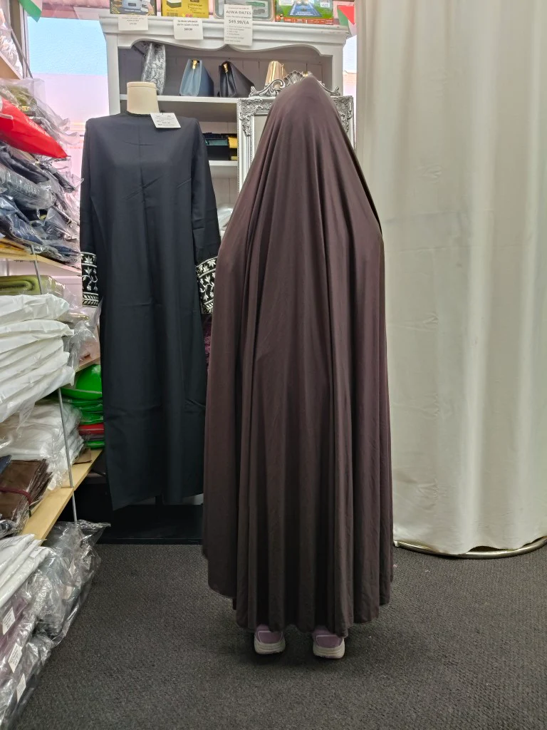 Pure Bamboo Non-Sleeved Jilbab for Girls in Dark Mocha - Image 3