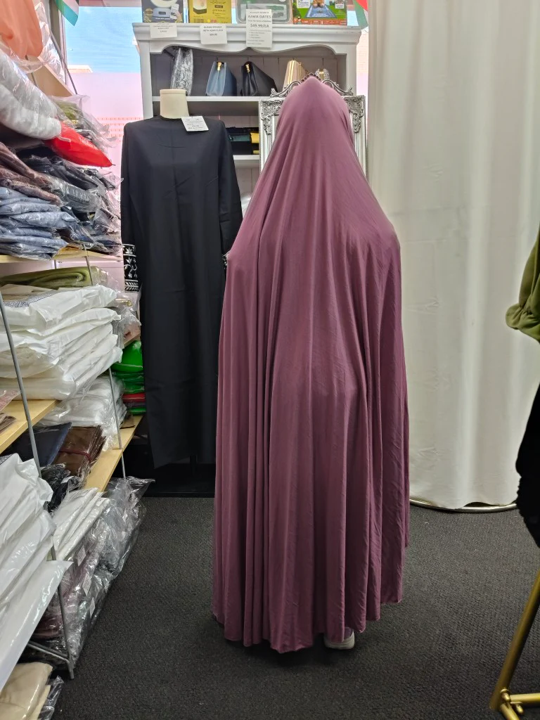 Pure Bamboo Non-Sleeved Jilbab for Girls in Dusty Purple - Image 3