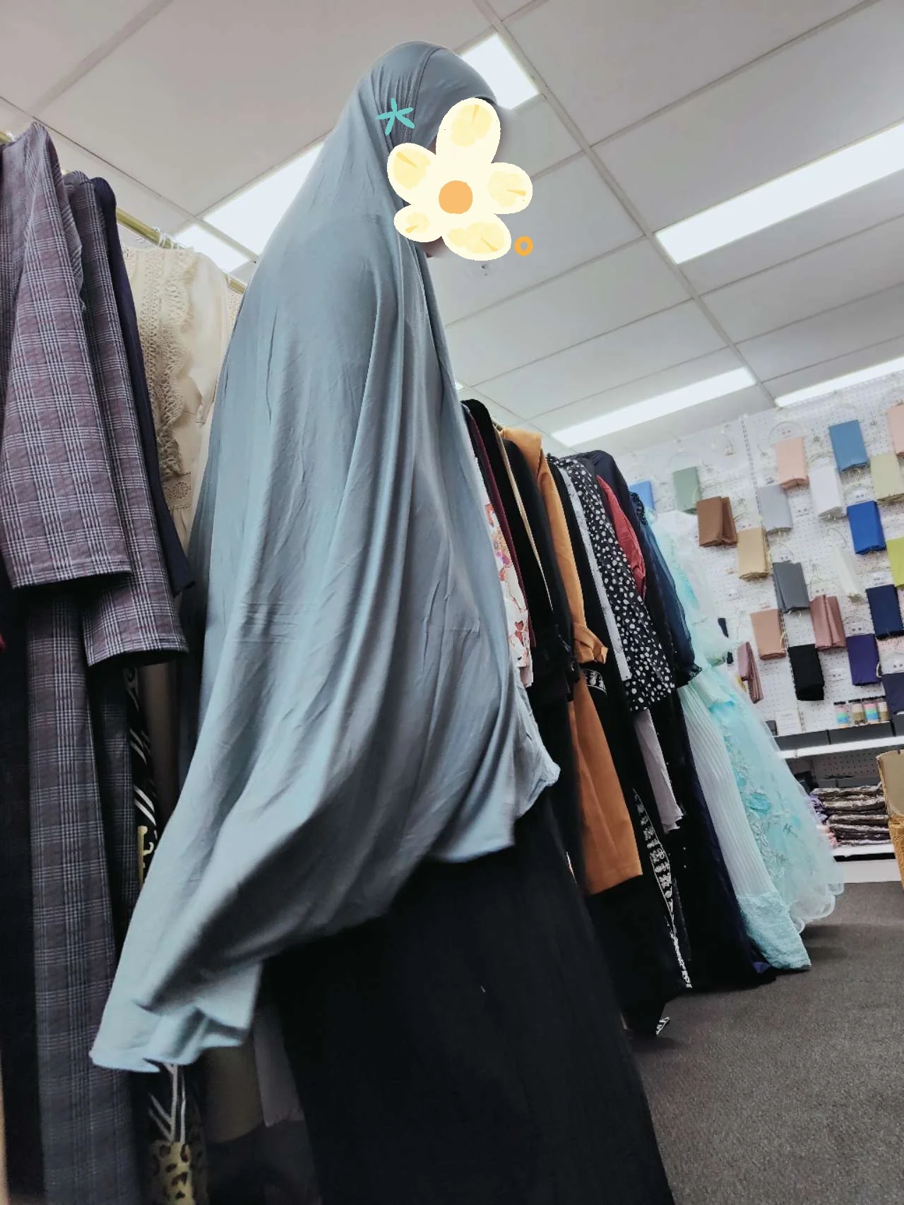 Pure Bamboo Jilbab Non-Sleeved - Bluish Grey - Image 3