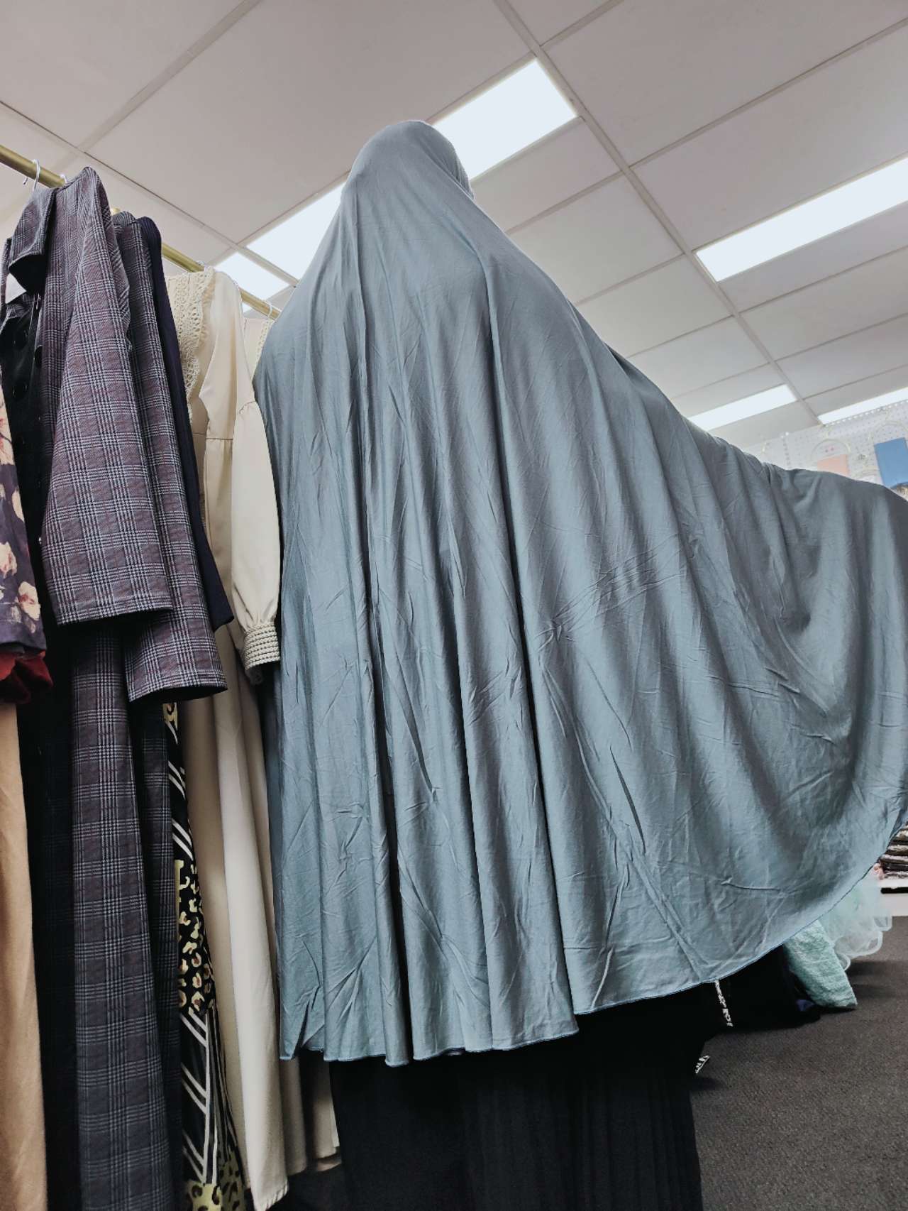Pure Bamboo Jilbab Non-Sleeved - Bluish Grey - Image 4