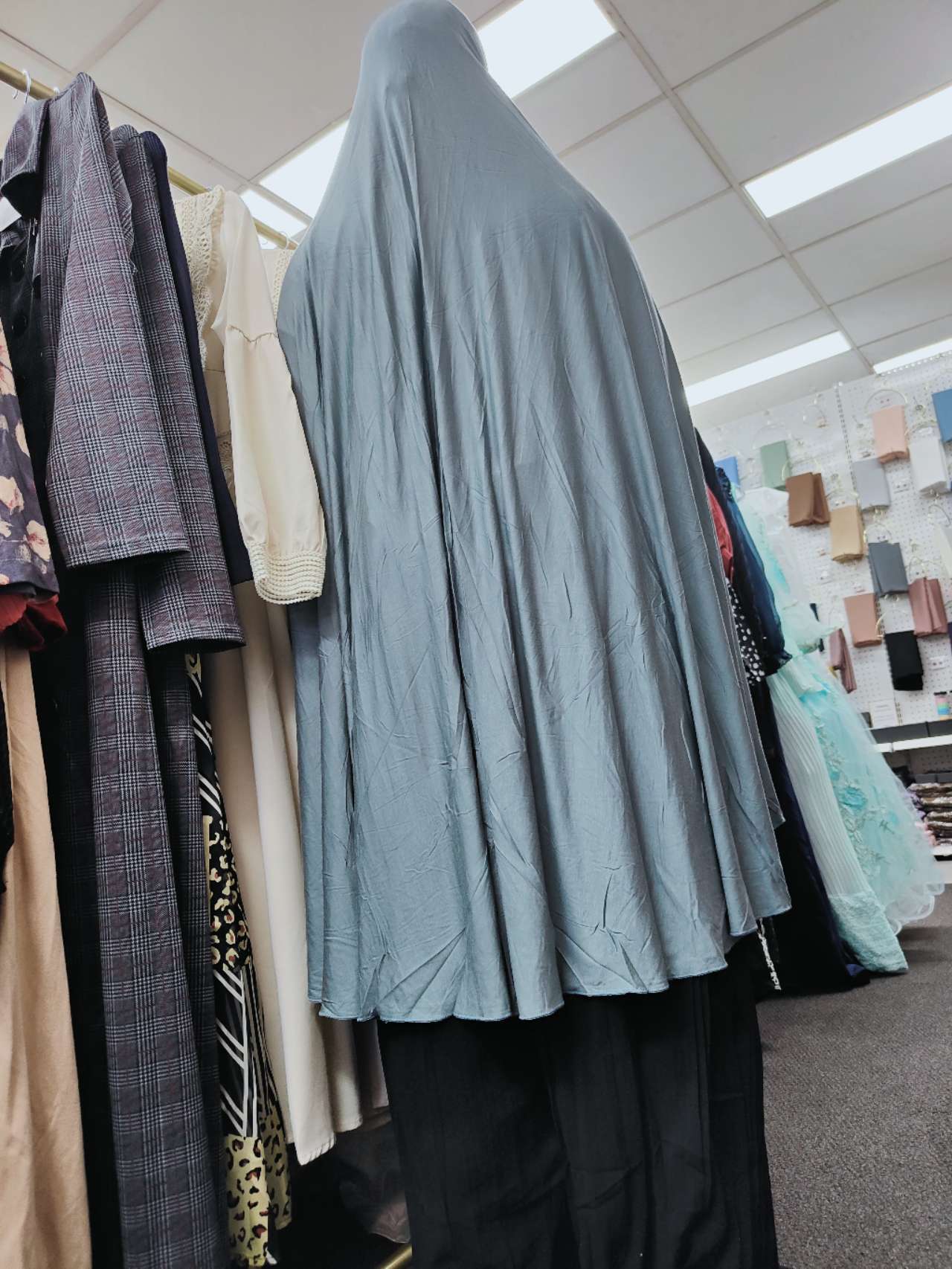 Pure Bamboo Jilbab Non-Sleeved - Bluish Grey - Image 5