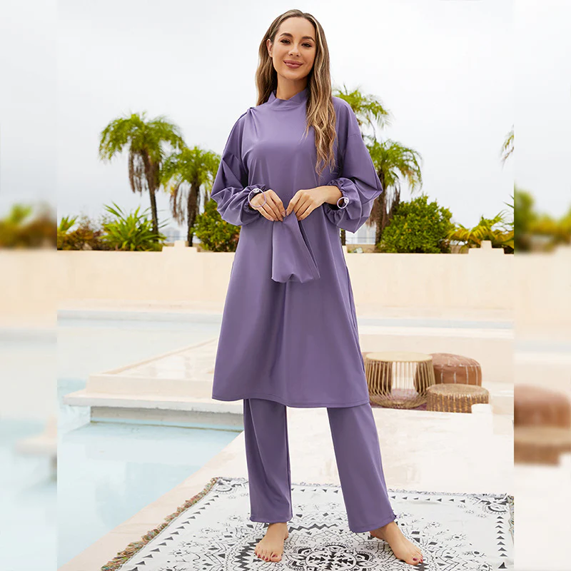 Purple Burkini | Modest Swimwear 3Pcs Set - Image 3