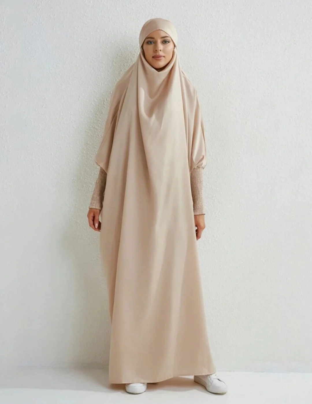 Satin Jilbab In Cream Beige