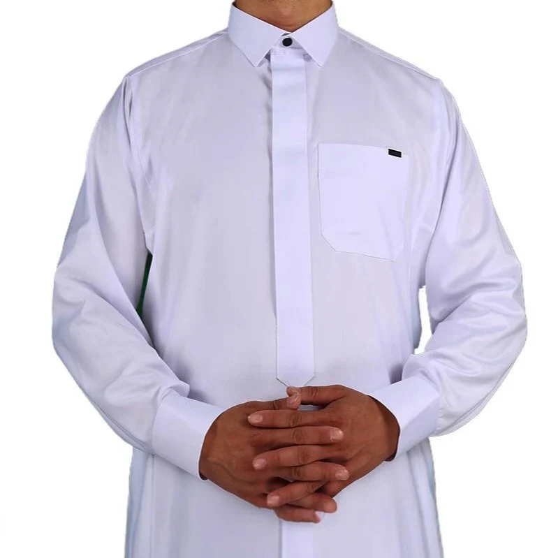 Saudi Men's Thobe in White - Image 4
