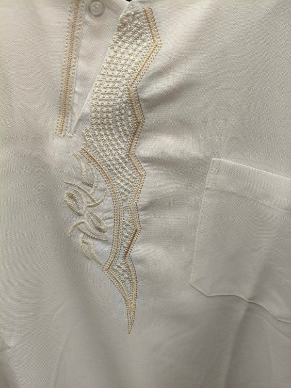 Saudi Style Summer Thobe For Men In White - clearance online only - Image 3