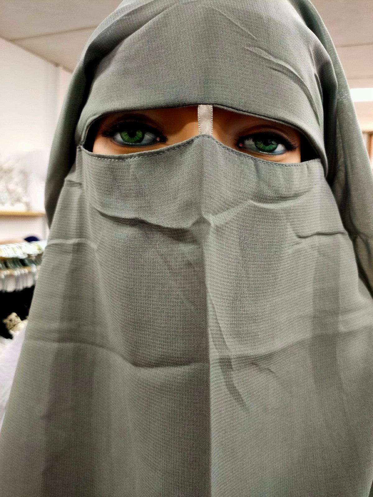 Triple Layer Niqab In Slate Grey - Image 3