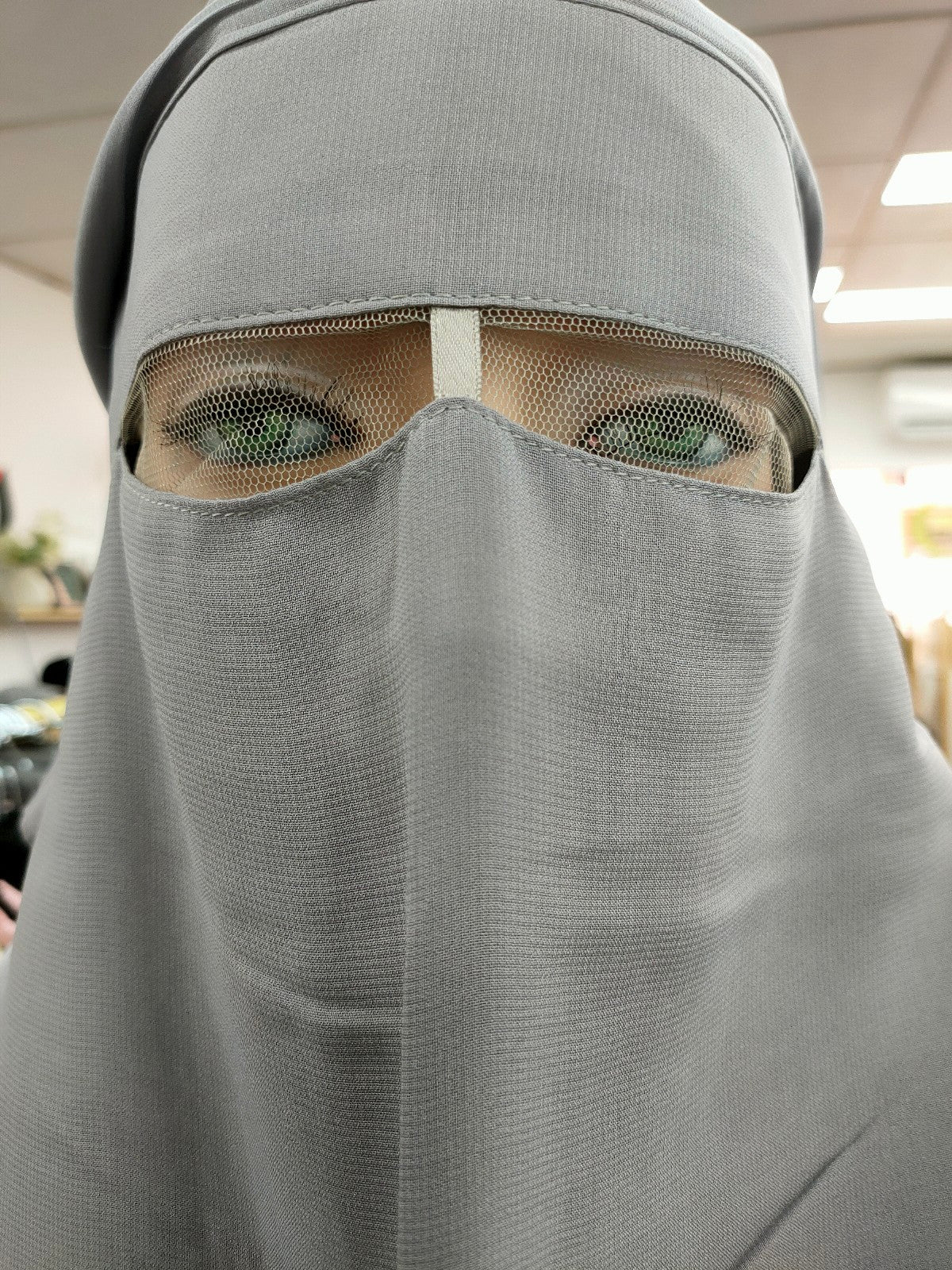 Triple Layer Niqab In Slate Grey - Image 4