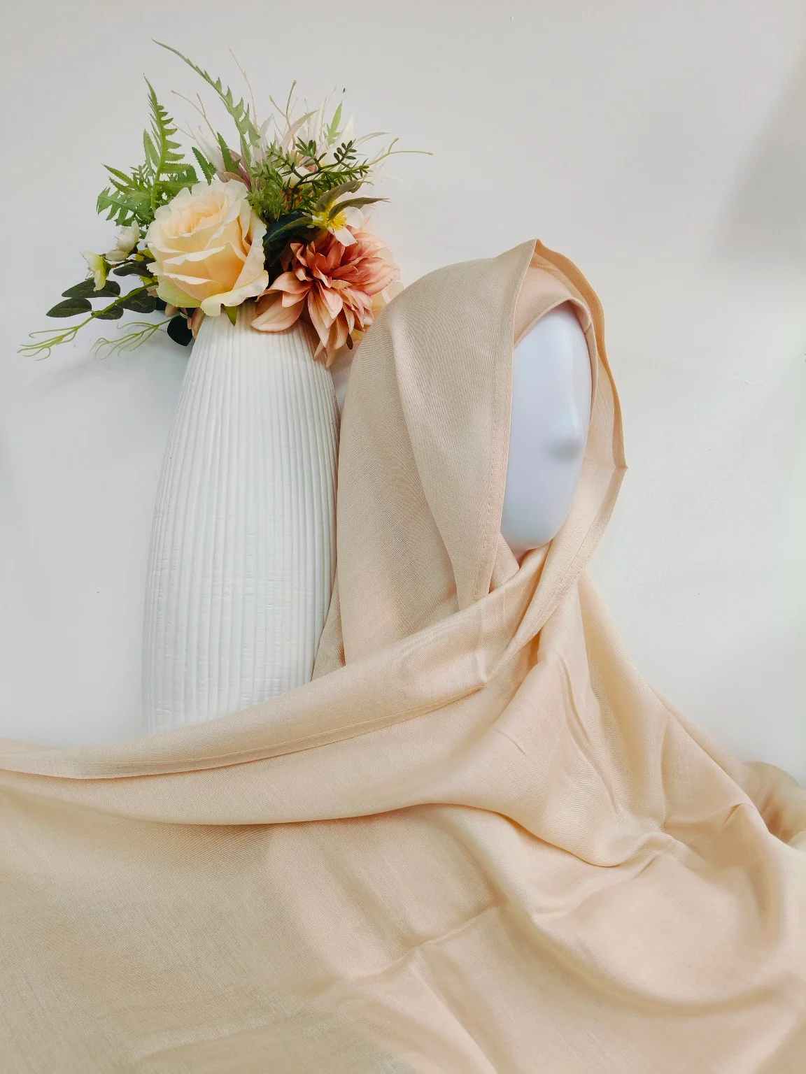 Viscose Hijab With Matching Undercap Set in Cream Waffle