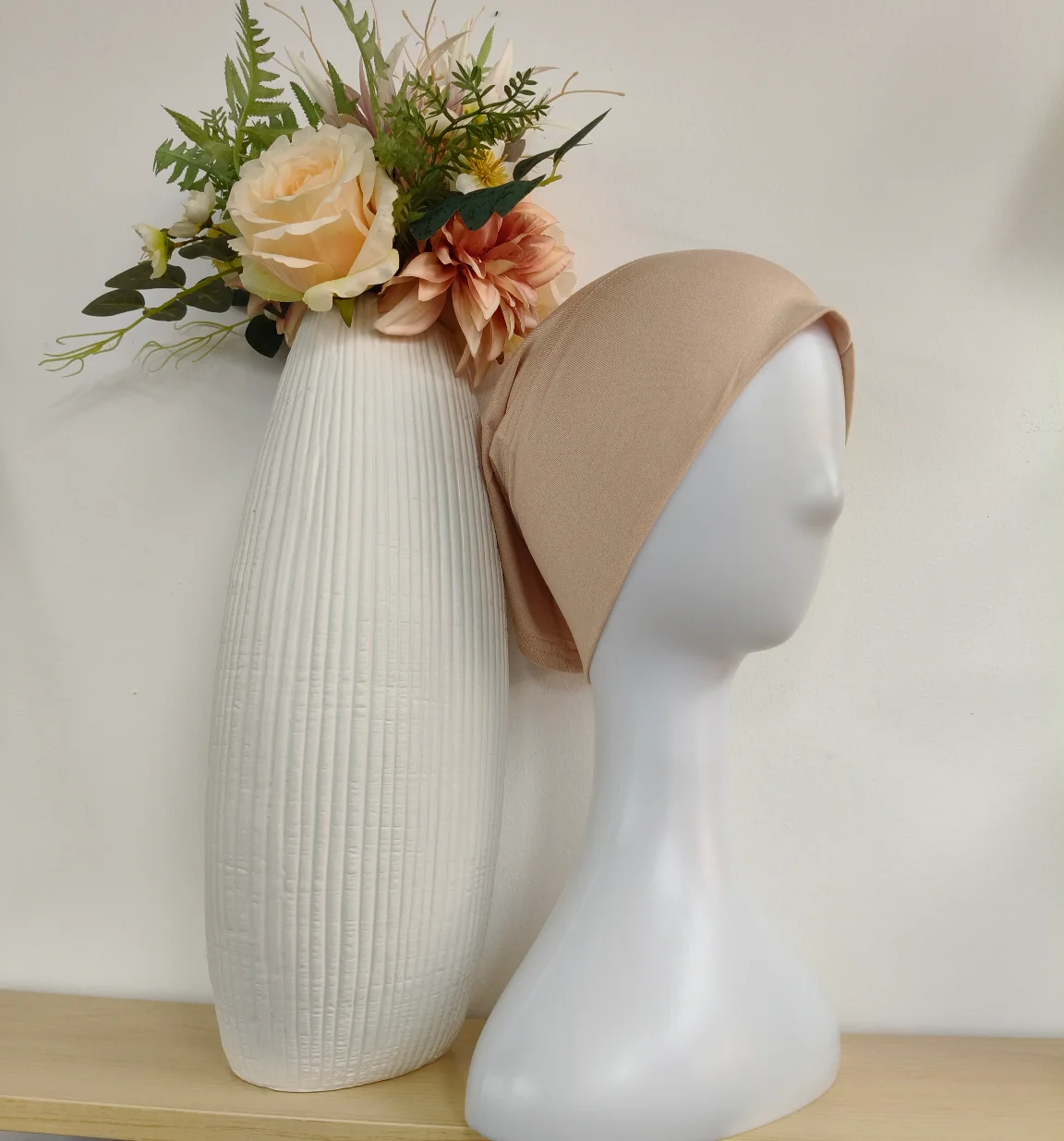 Viscose Hijab With Matching Undercap Set in Cream Waffle - Image 2