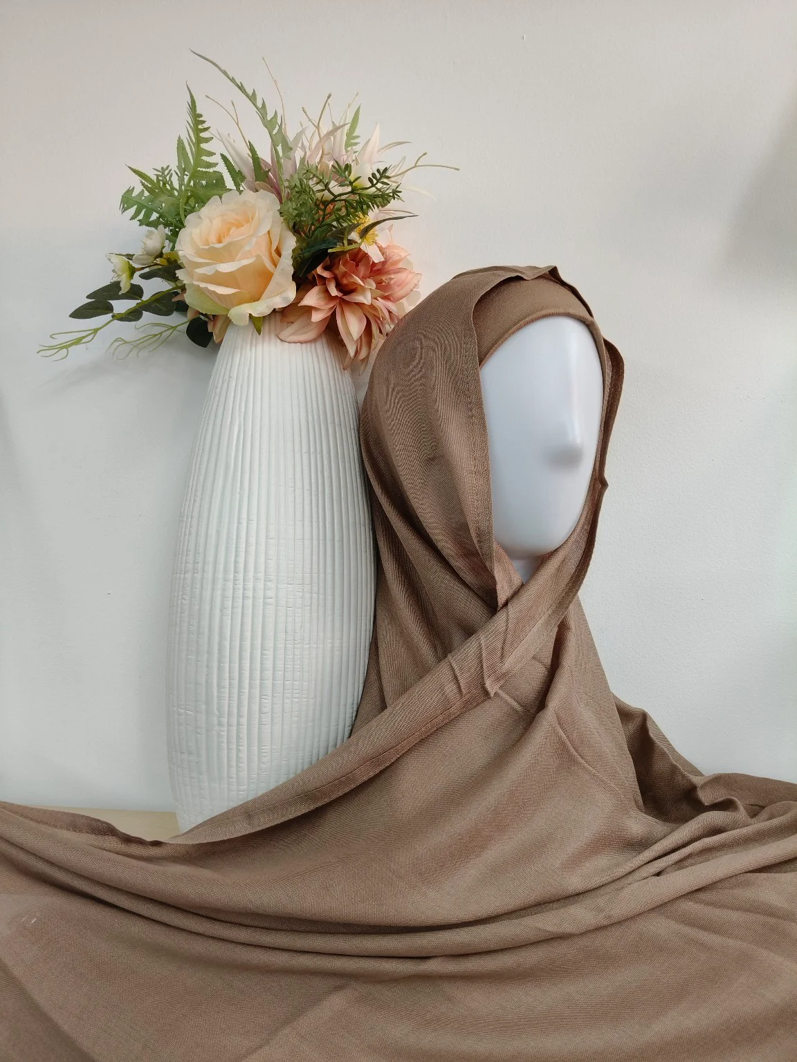Viscose Hijab With Matching Undercap Set in Moss Brown