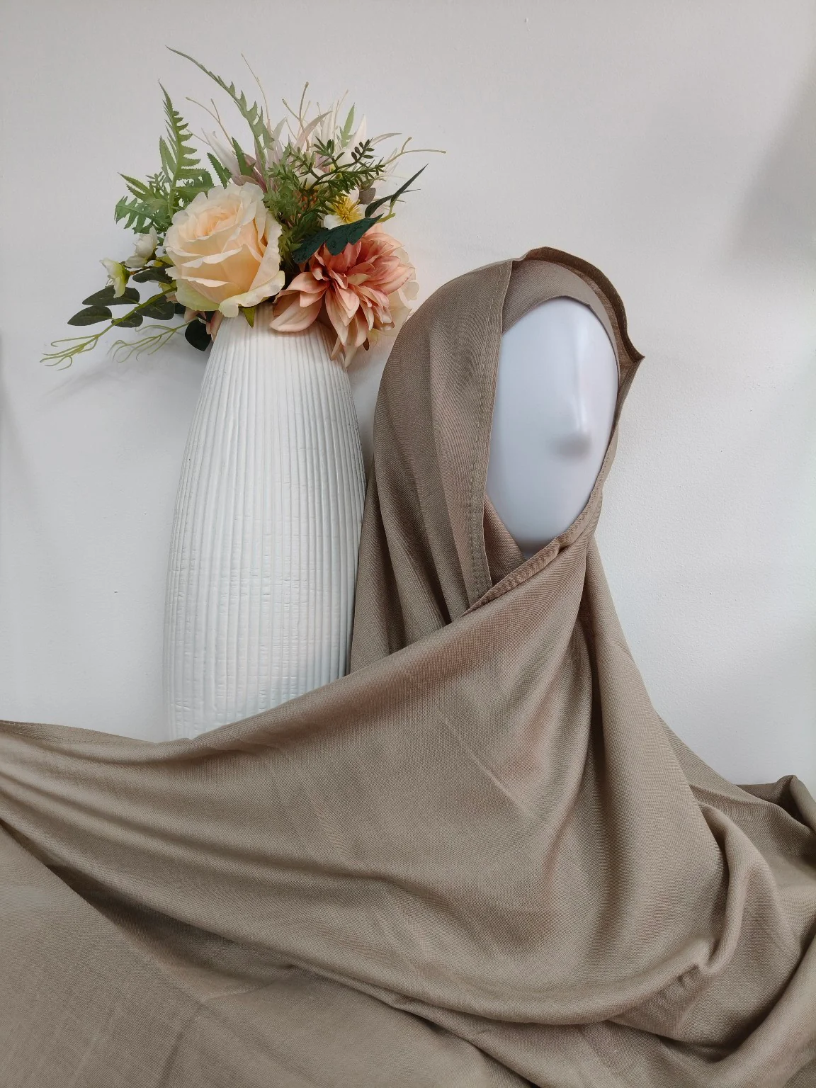 Viscose Hijab With Matching Undercap Set in Light Taupe