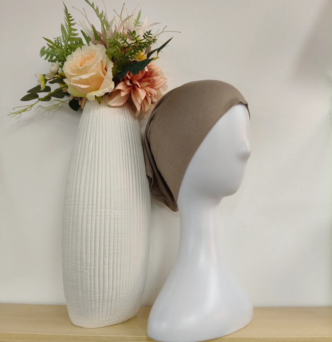 Viscose Hijab With Matching Undercap Set in Light Taupe - Image 2
