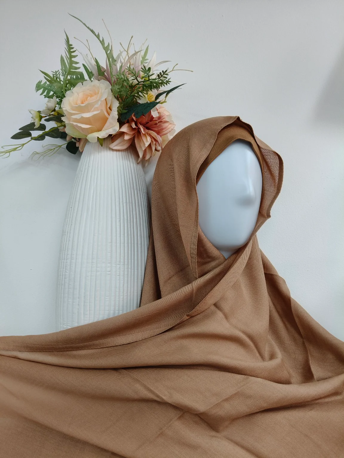 Viscose Hijab With Matching Undercap Set in Saddle Brown