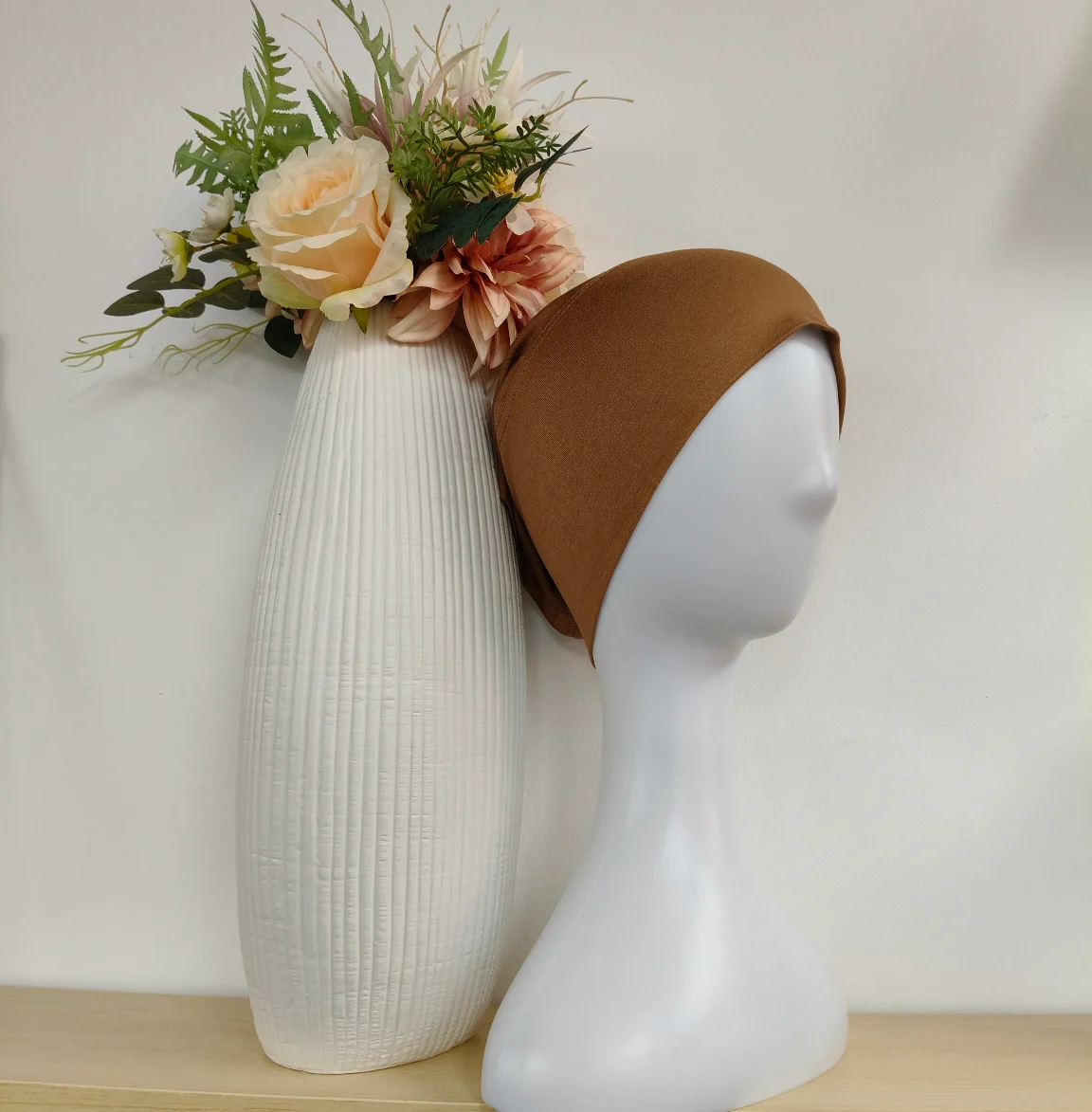 Viscose Hijab With Matching Undercap Set in Saddle Brown - Image 2