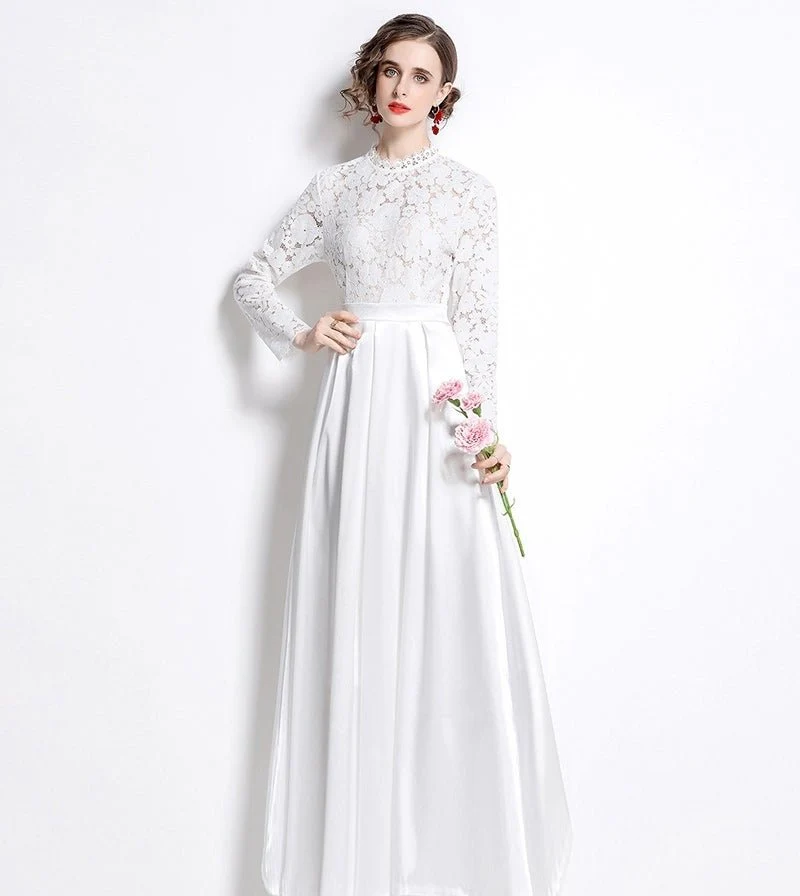 White Abaya Dress Floor Length -- clearance item - Image 3